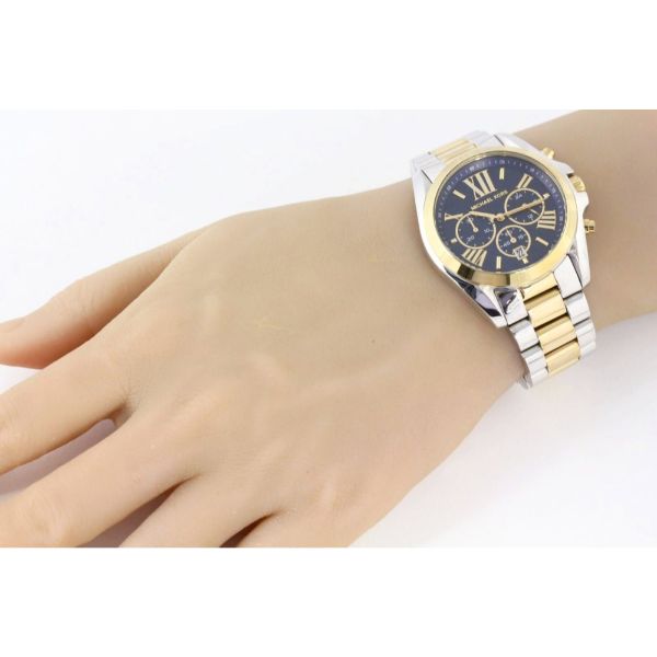 silver and blue michael kors watch