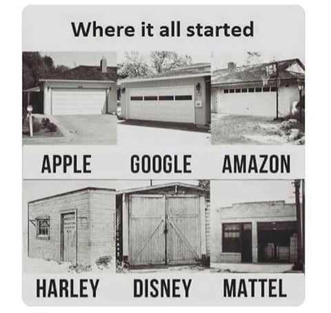 the origins of Apple, Google, Amazon, out of a garage