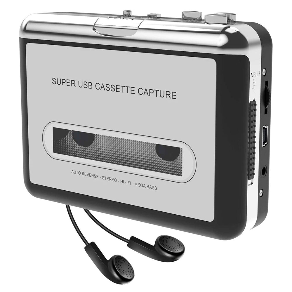 DEWEL Cassette to MP3 Converter Tape-to-MP3 Digital Music Player for PC with Headphone USB Cable and Software USB Cassette Player 