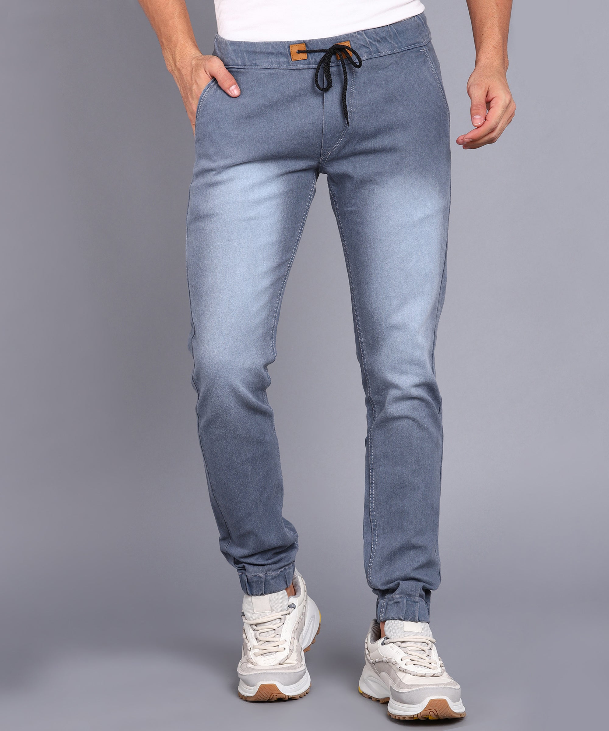 Men's Light Grey Slim Fit Stretch Jogger Jeans