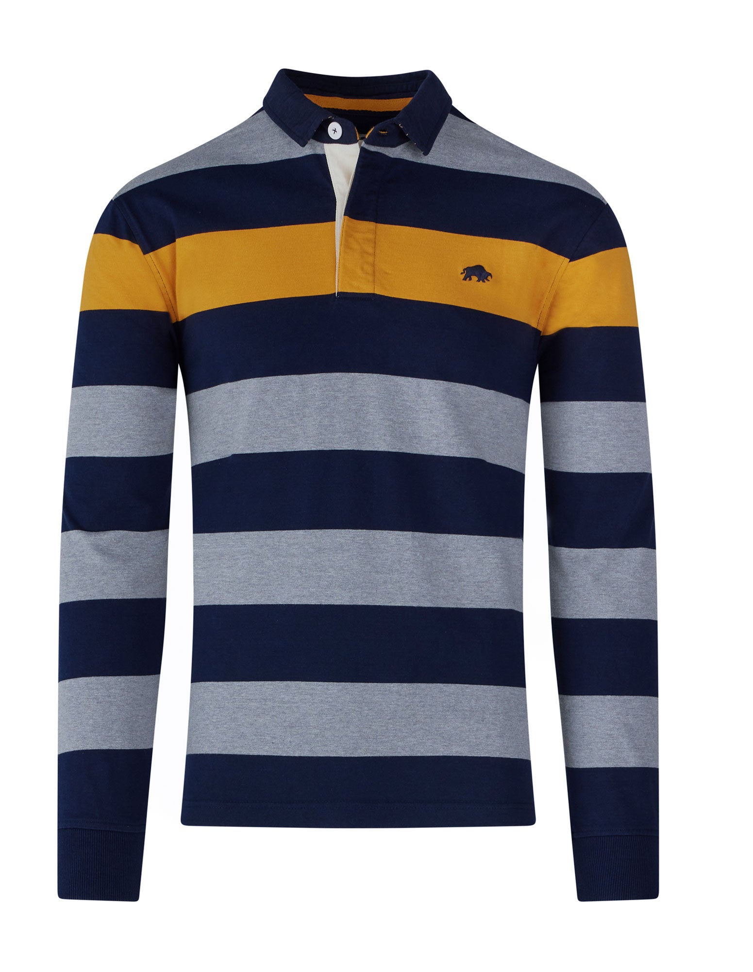 Long Sleeve Irregular Stripe Rugby - Grey