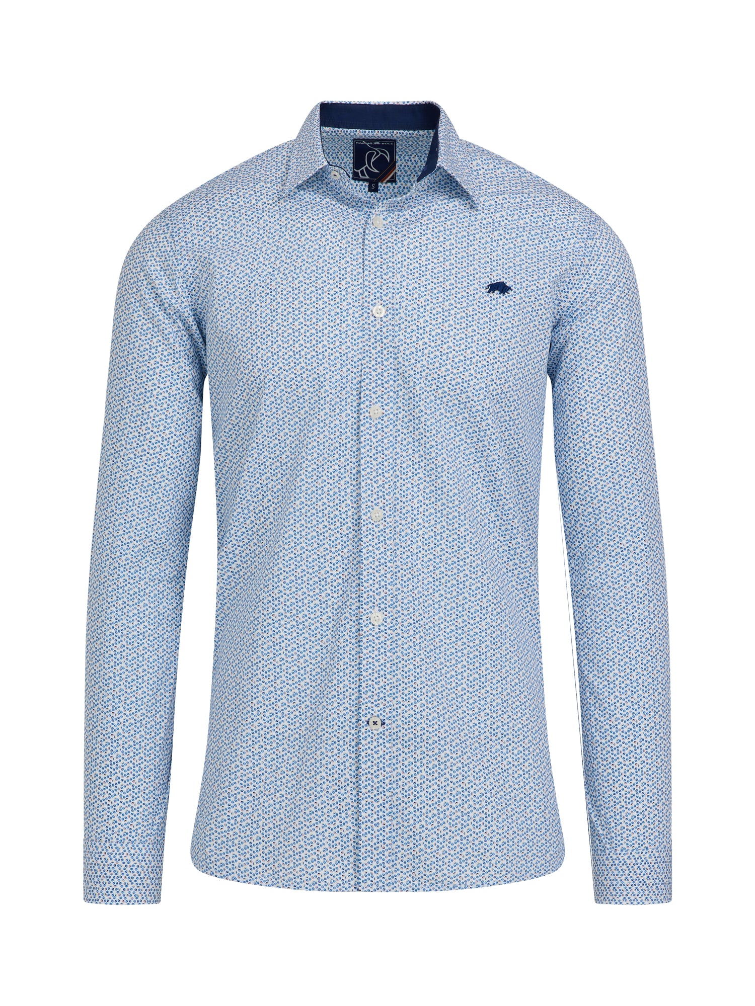 Long Sleeve Pentagon Pattern Poplin Shirt - White