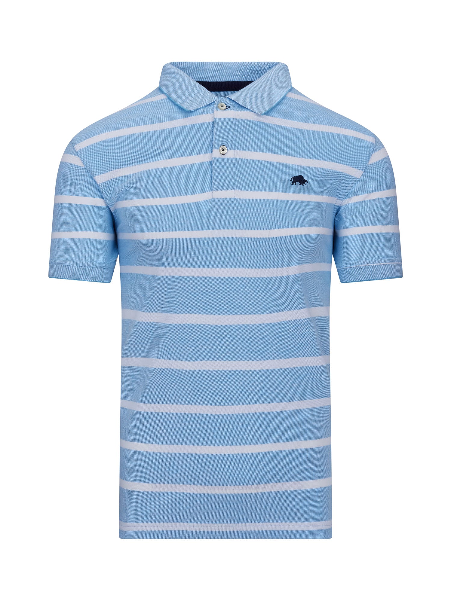 Birdseye Stripe Polo - Mid Blue