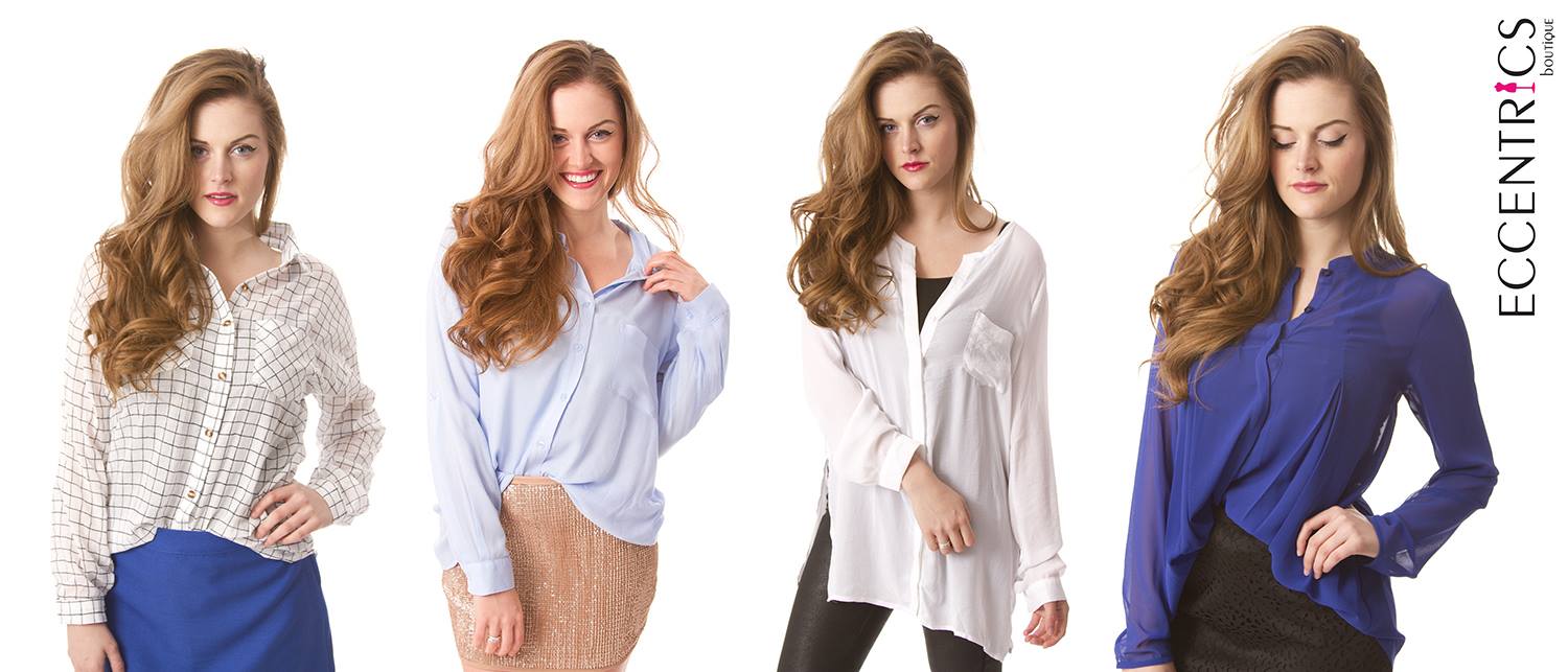 Women's button down blouses for the work day.