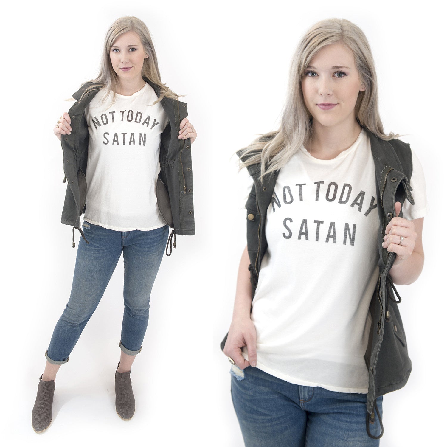 not today satan christian graphic tee at Eccentrics Boutique