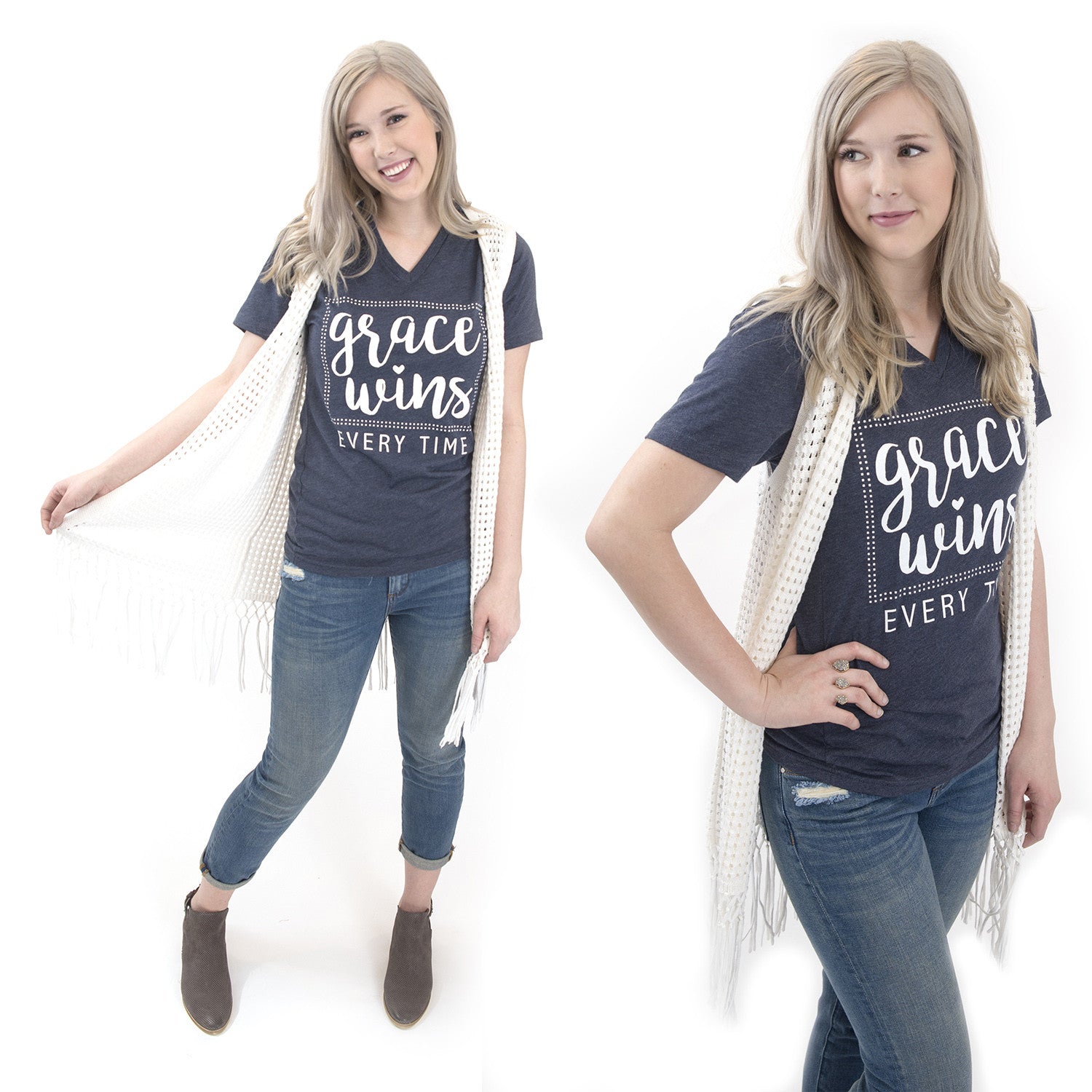 Graces Wins Every Time Christian graphic tee at Eccentrics Boutique