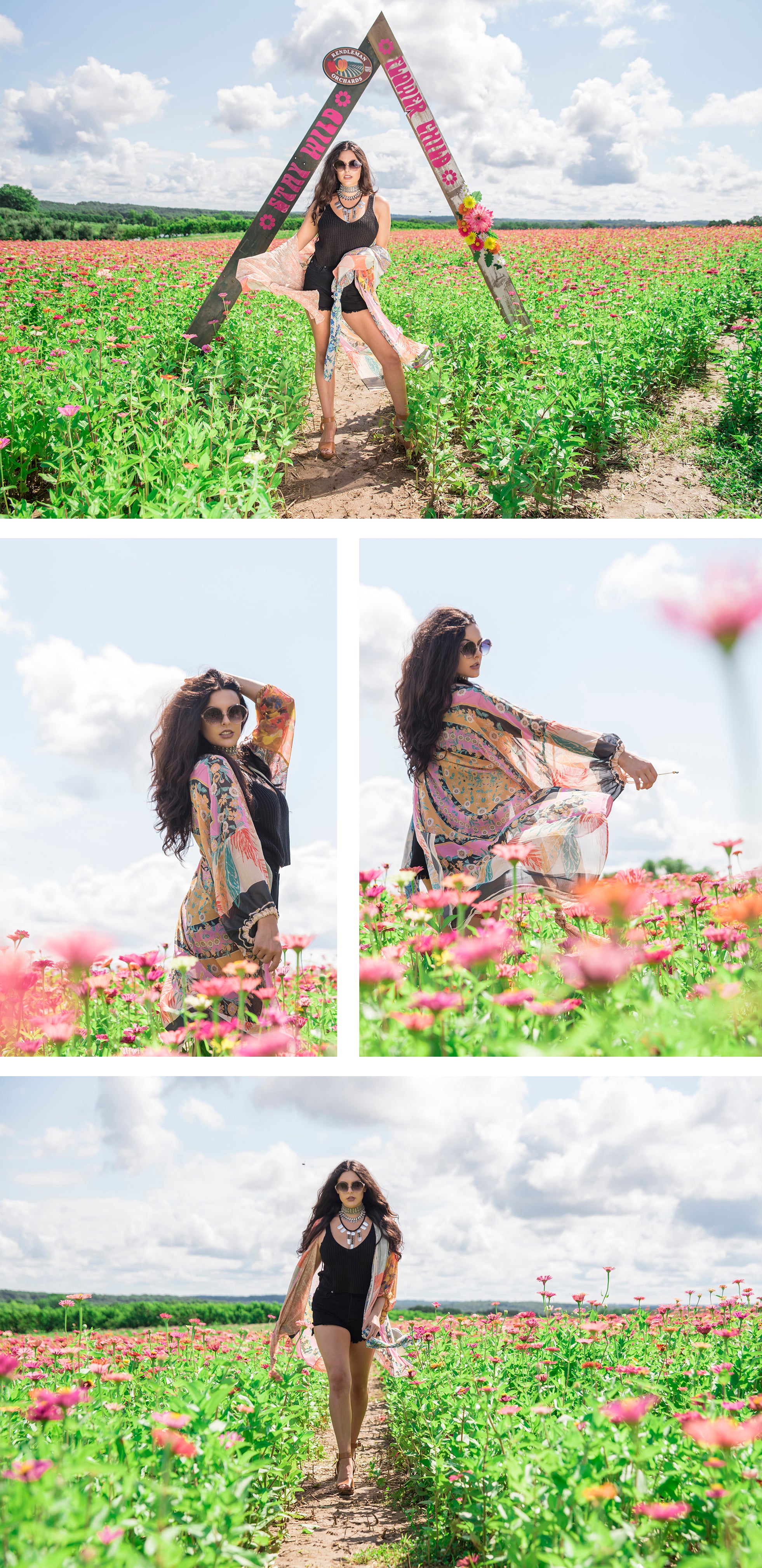 Rendleman Orchards zinnia flower field fashion photo shoot - eccentrics boutique