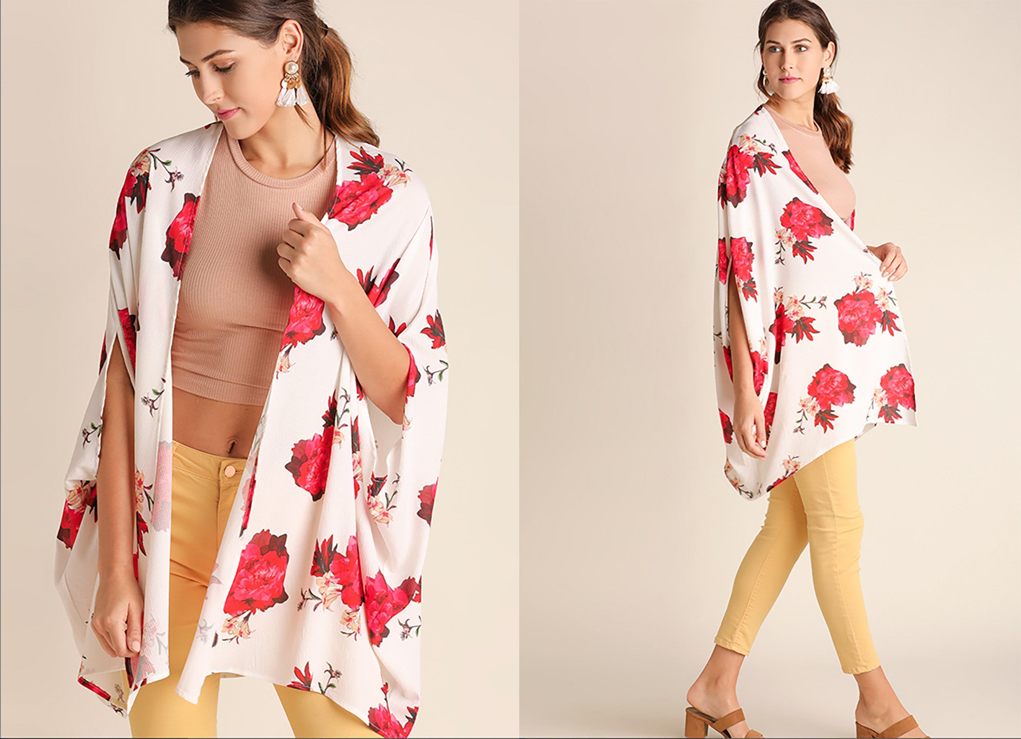 Women's floral print kimono at Eccentrics Boutique. Affordable women's clothing boutique.
