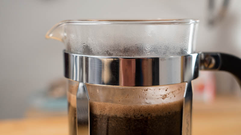 French Press Coffee Grounds Bloom