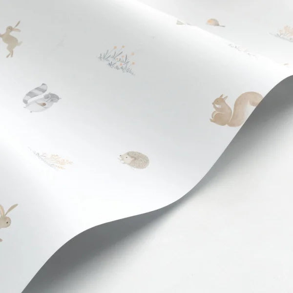 Papel pintado infantil - ANIMALITOS DEL BOSQUE NATURAL | Perfecta para la habitación de tus hijos | Il Mondo di Alex