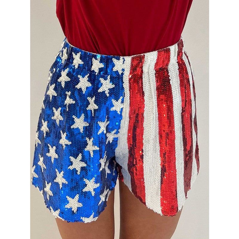 USA Sequin Flag Shorts