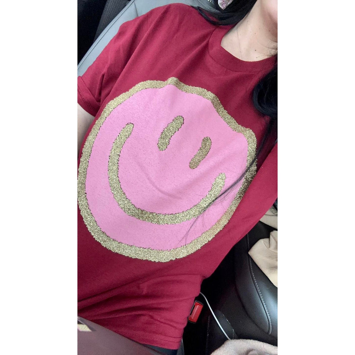 Glitter Smiley Oversized Top