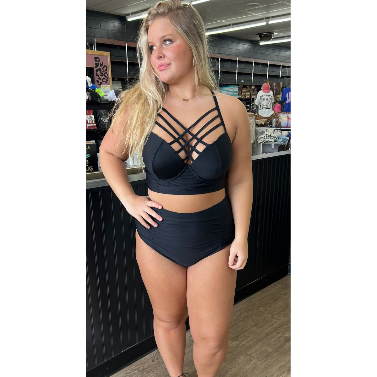 Halter Neck Crisscross Ruched Two-Piece Swimsuit