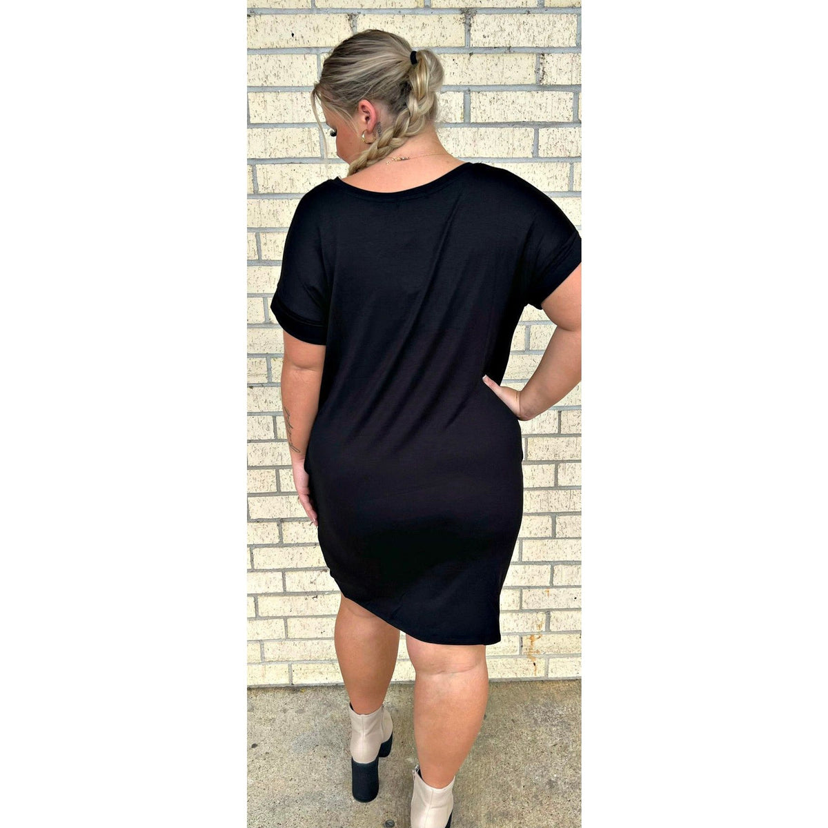 Sophie Soft T-Shirt Dress Black with pockets