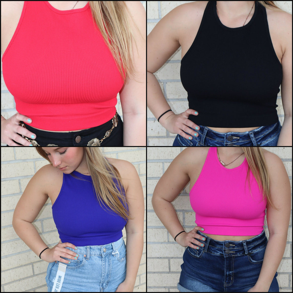 ARIA Ribbed Seamless High Neck Tank Top (5 colors)