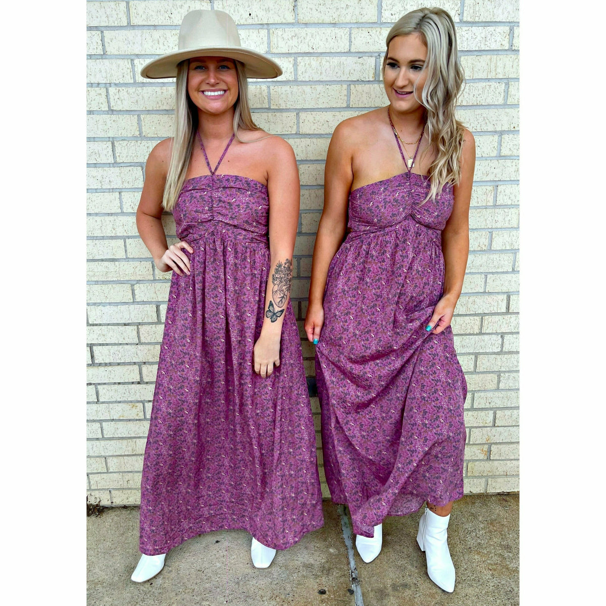 Flanneri Floral Mauve Cut out Dress