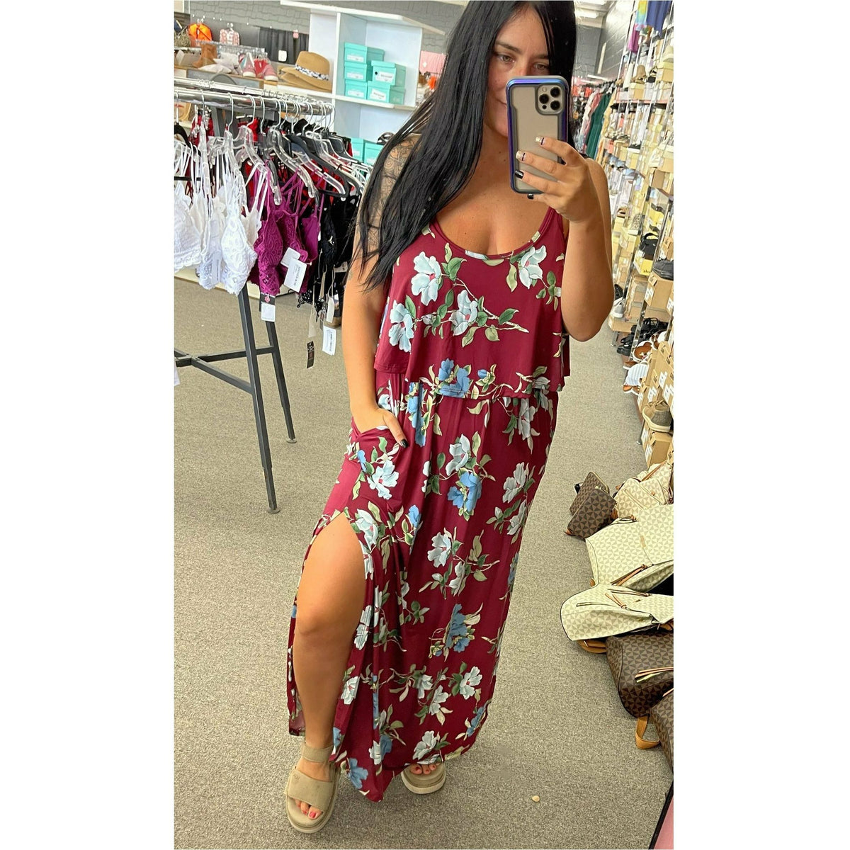 Summer Burgundy Maxi Dress (reg &amp; plus)