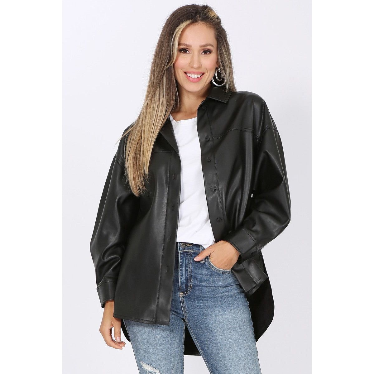 Tinley Faux Leather Black Jacket