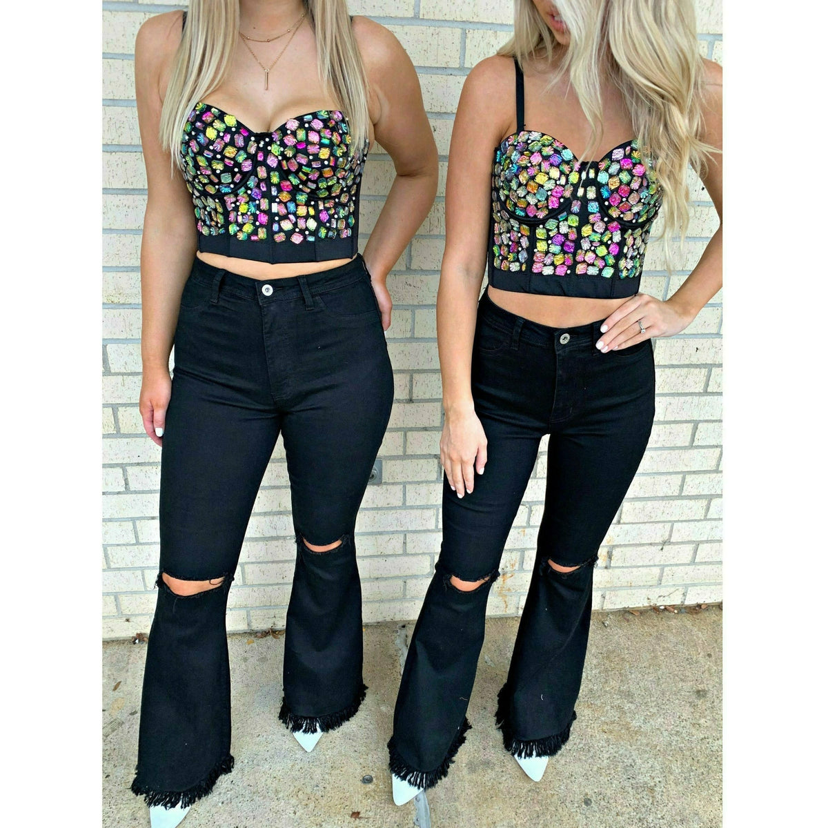 Mandi Multi Color Beaded Jewel Top