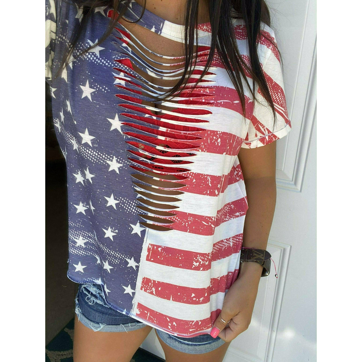 USA 4th Flag laser cut Top