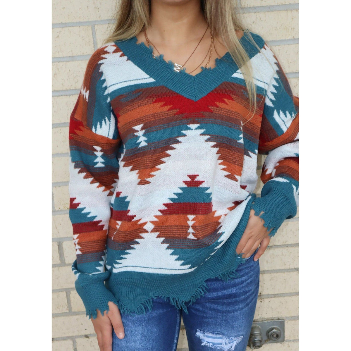 Shandi Aztec Shoulder Sweater