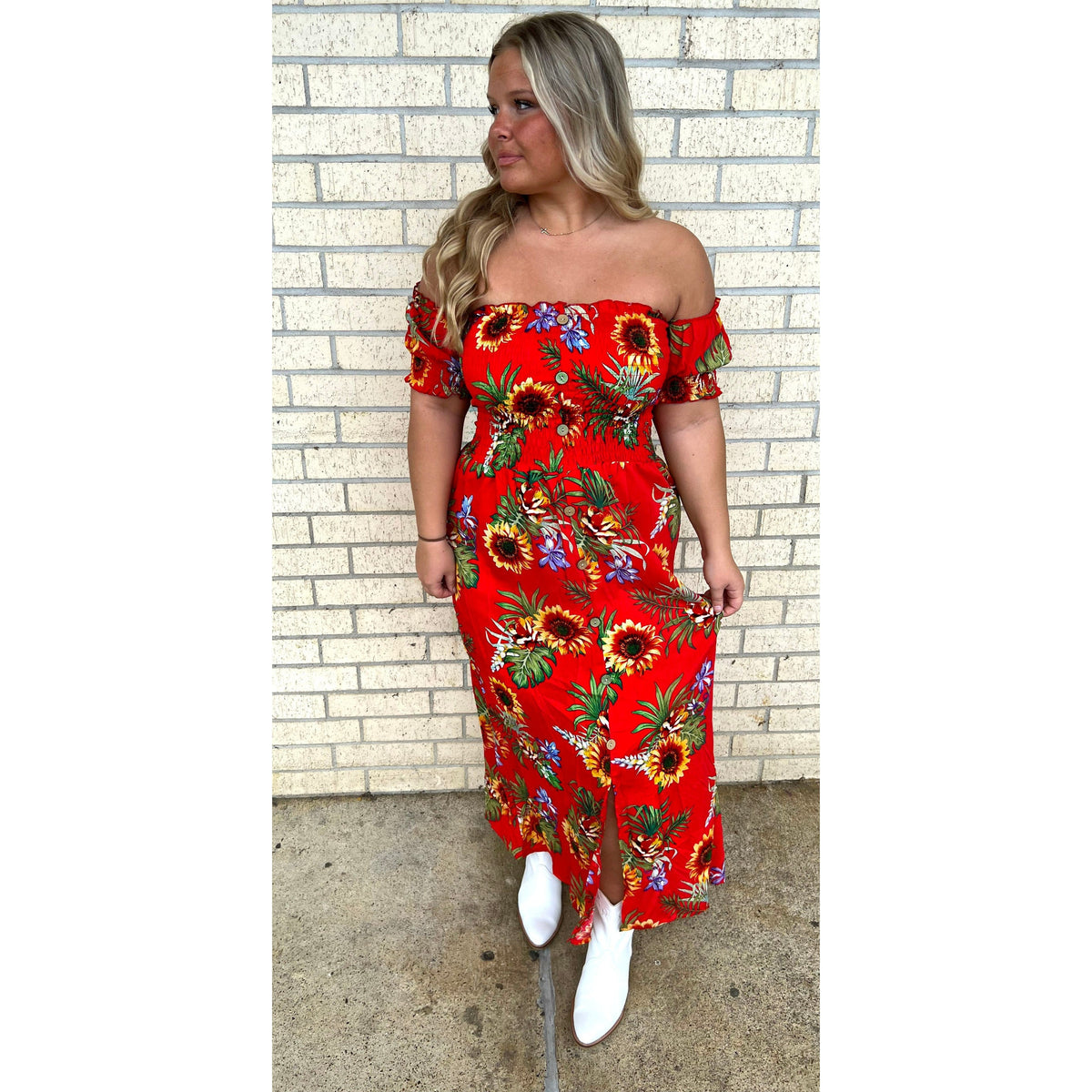 Field of Red Sunflower Field Dress