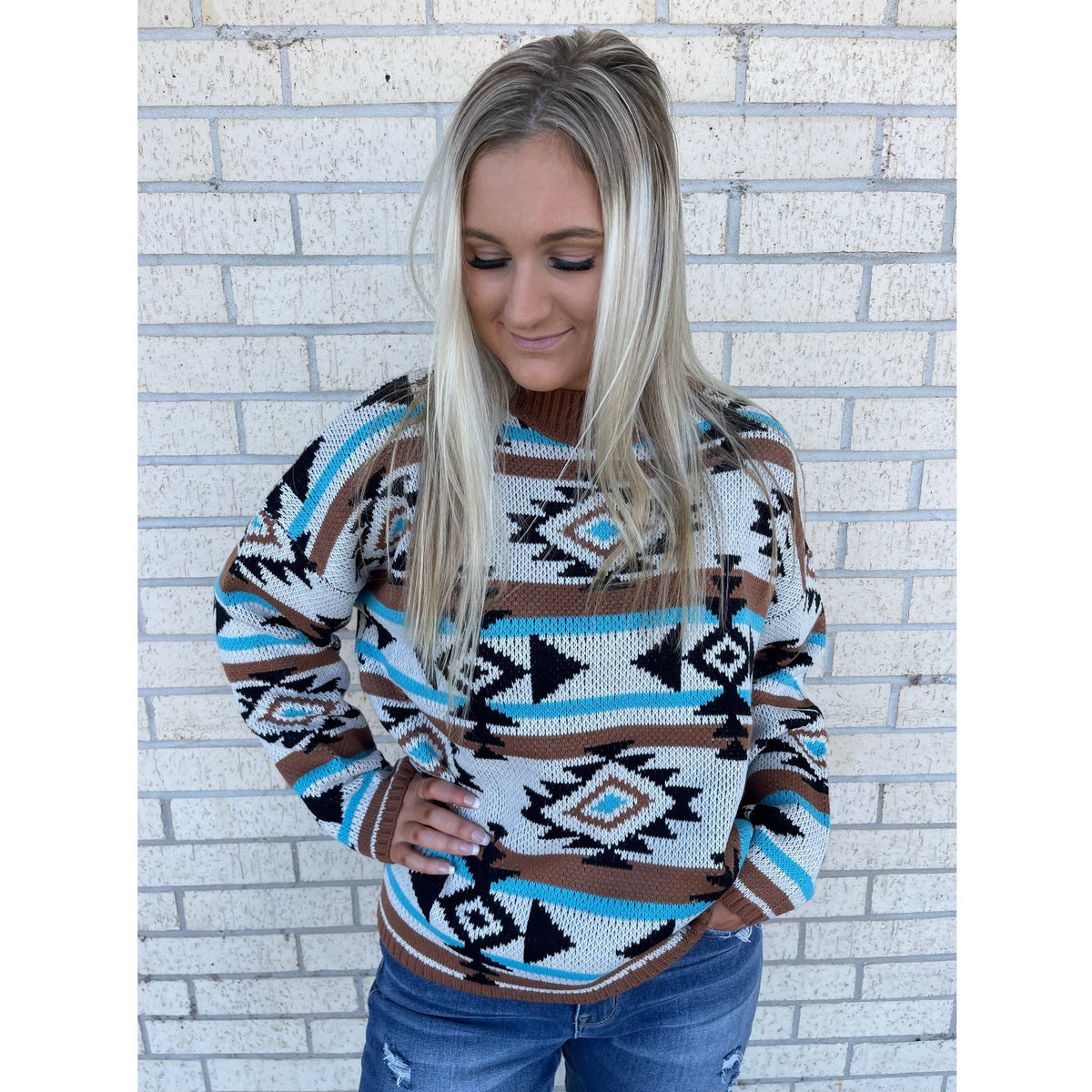 Andie Teal Aztec Sweater