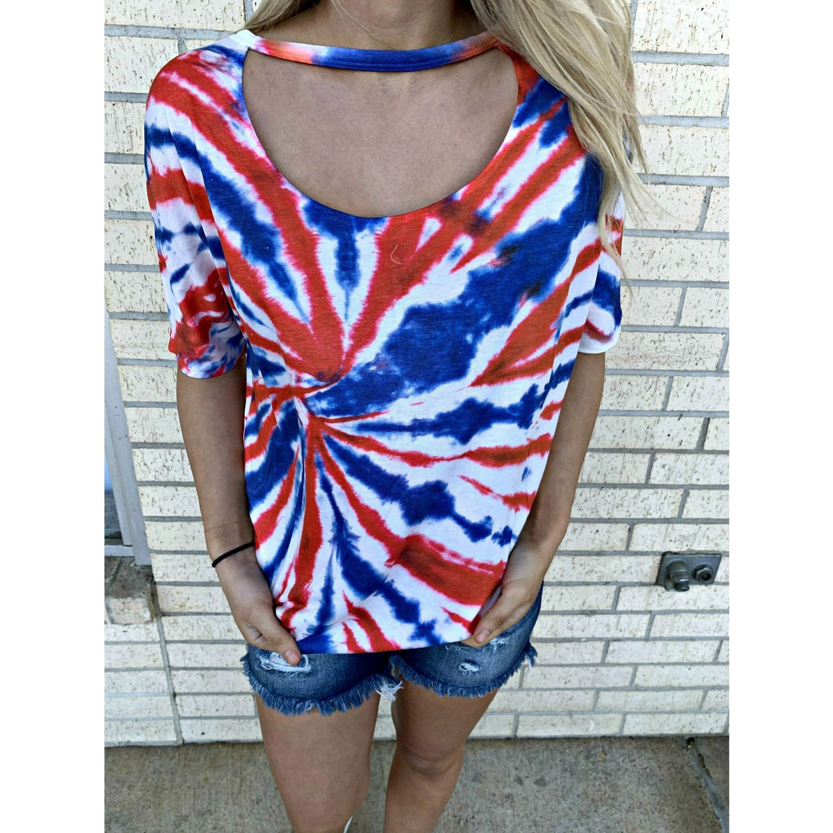 Tie Dye USA Keyhole Top