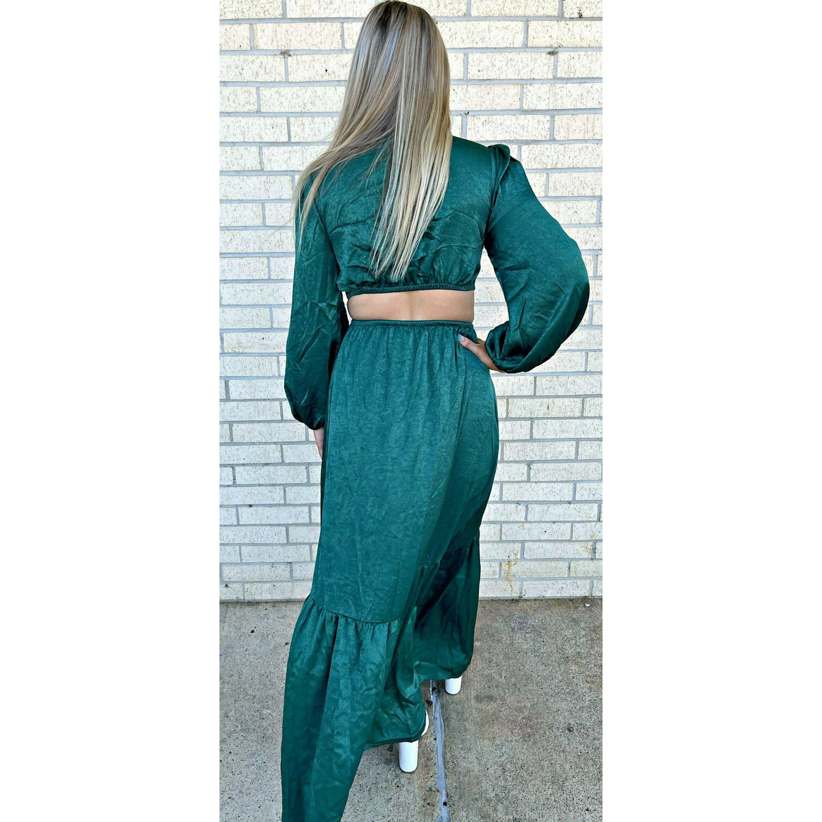Tressa Emerald Satin Maxi Dress