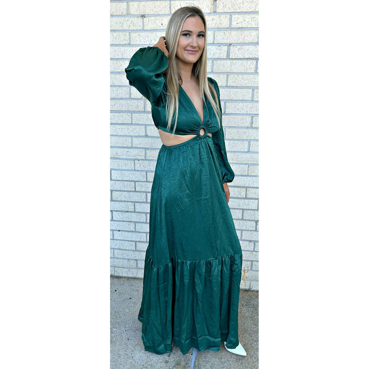 Tressa Emerald Satin Maxi Dress