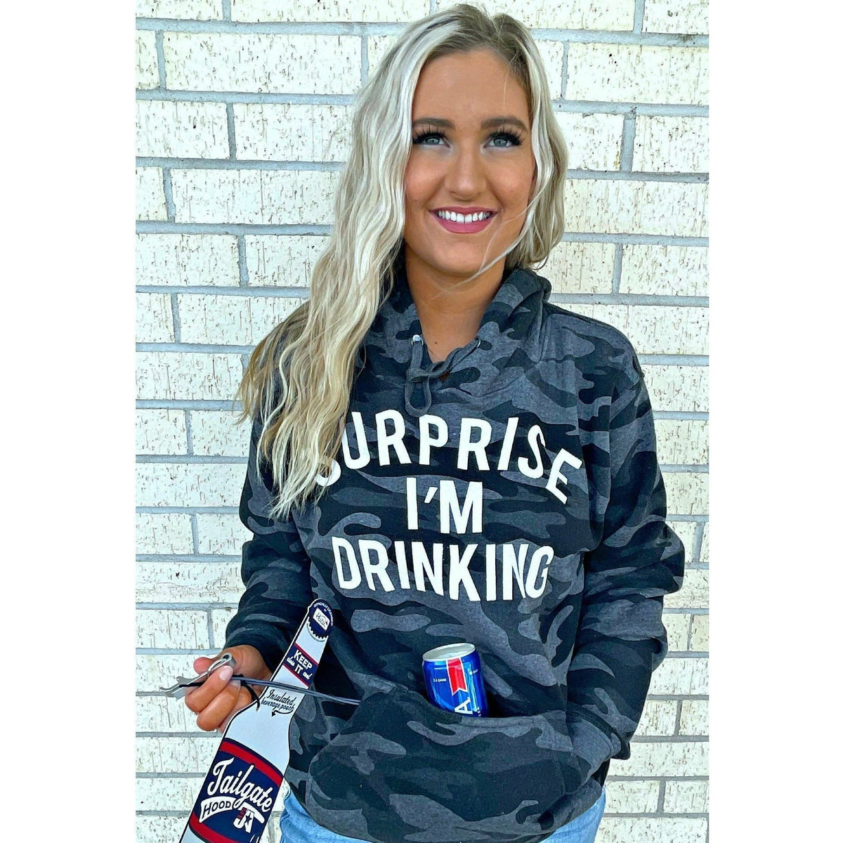 Surprise I&#39;m Drinking ( with built in koozie &amp; bottle opener)  Hoodie