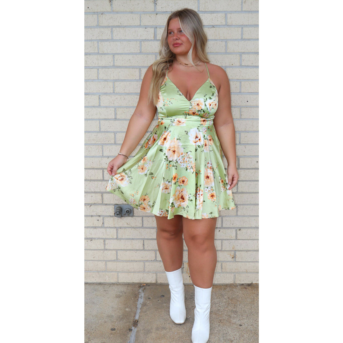 Bahama Mama Light Green lace Back Dress