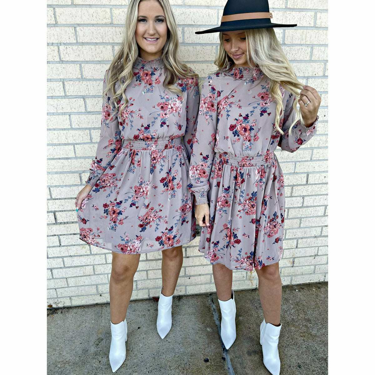 Cali Taupe Floral Dress