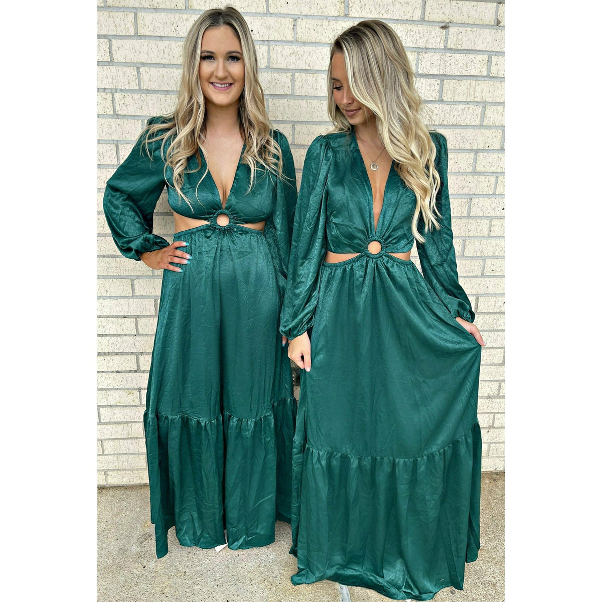 Tressa Emerald Satin Maxi Dress