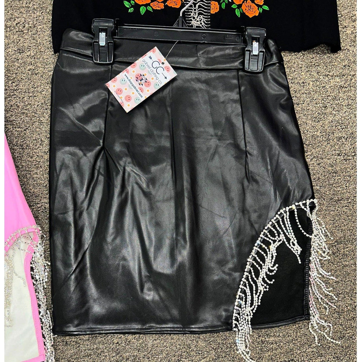 Vegas Black Rhinestone Fringe Skirt