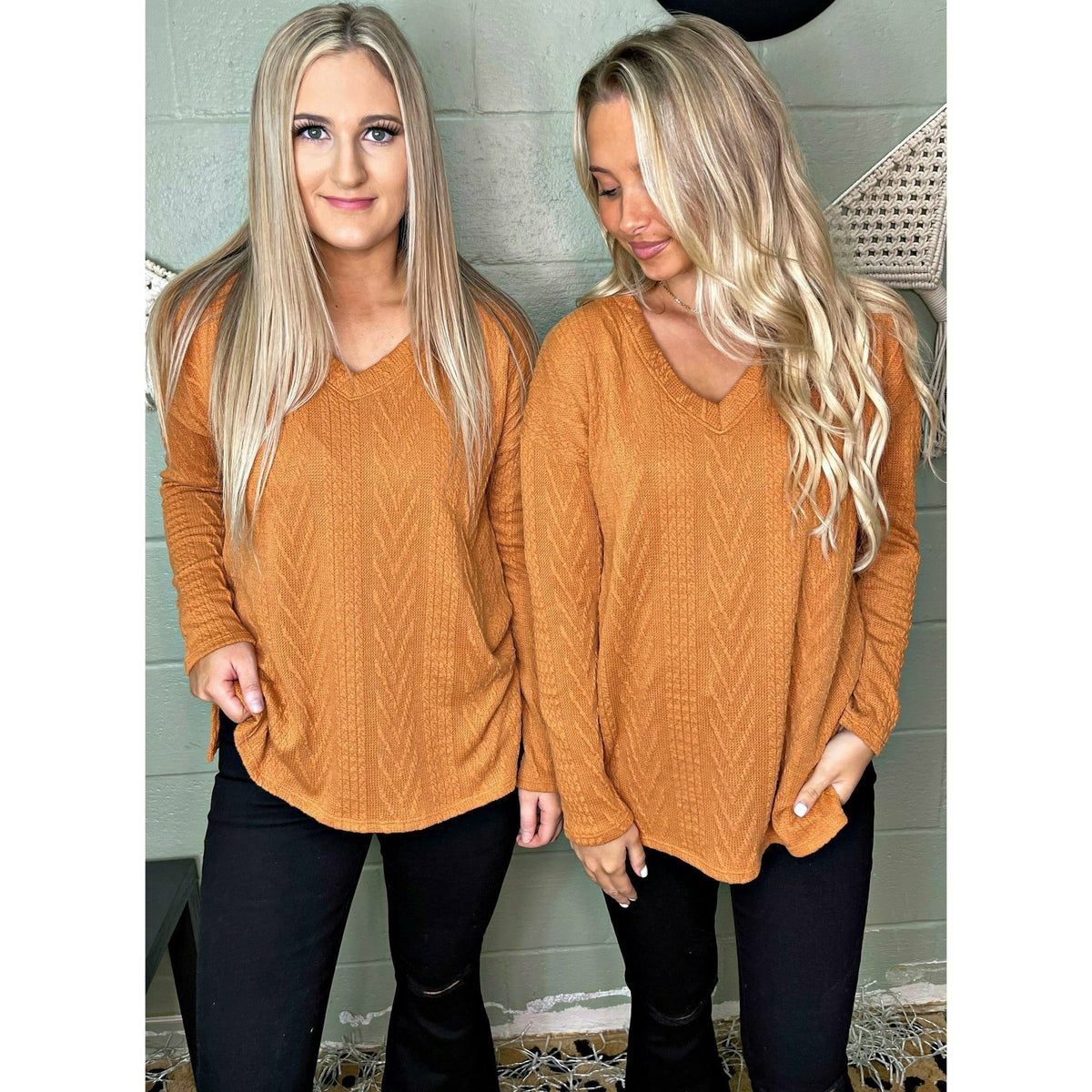 Pumpkin Rust Soft Jacquard Top (regular &amp; plus)