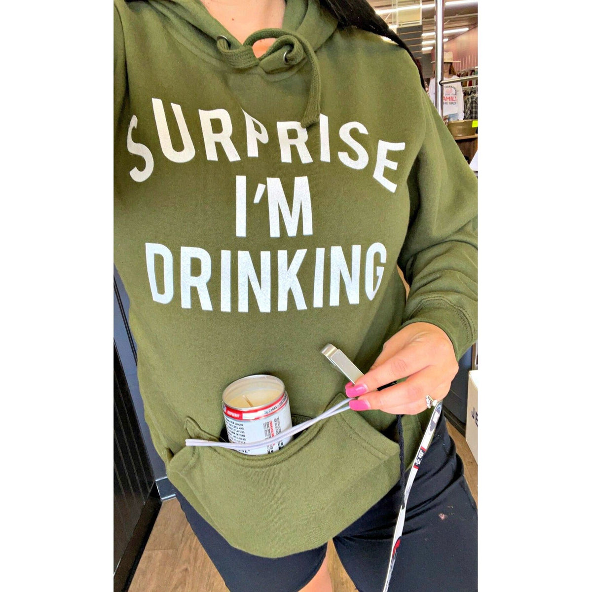 Surprise I&#39;m Drinking ( with built in koozie &amp; bottle opener)  Hoodie