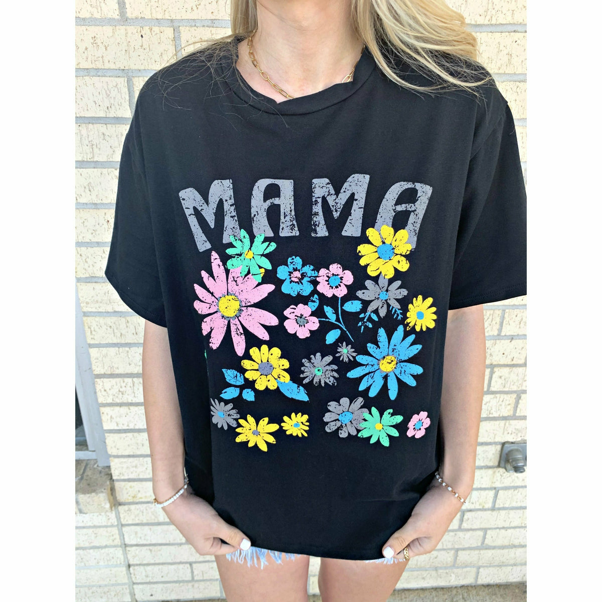 Floral Mama Black T-shirt