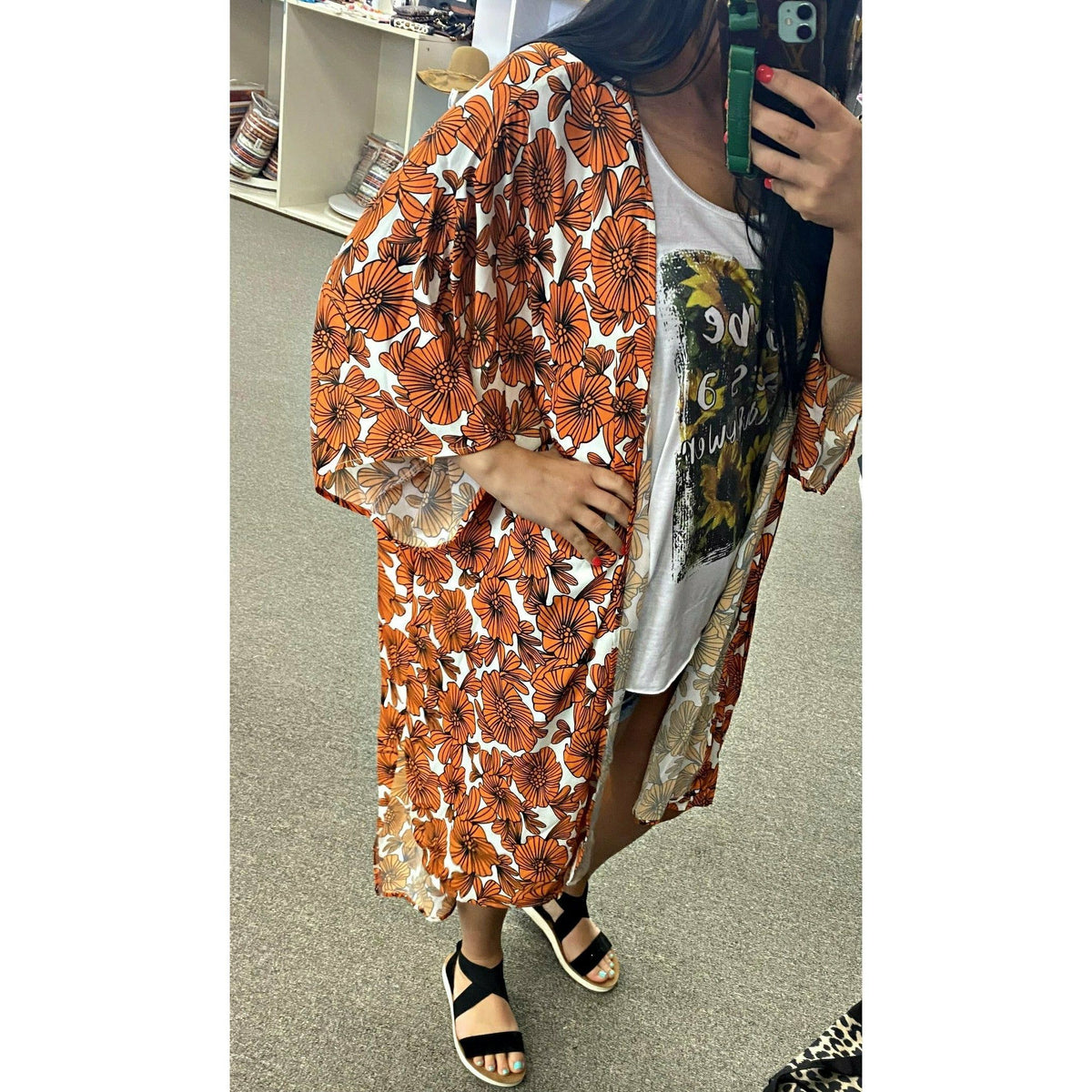 Orange Floral Kimono
