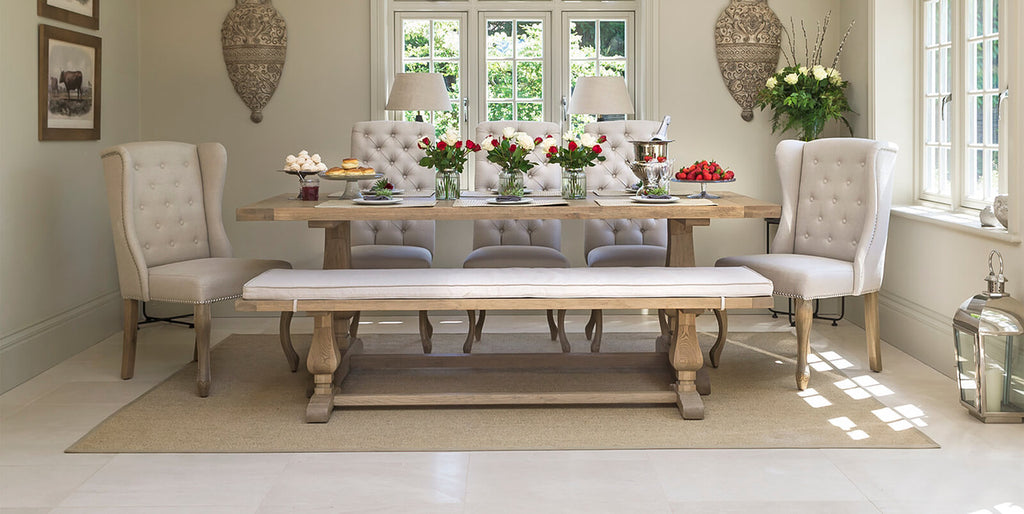 Belvedere dining table and bench