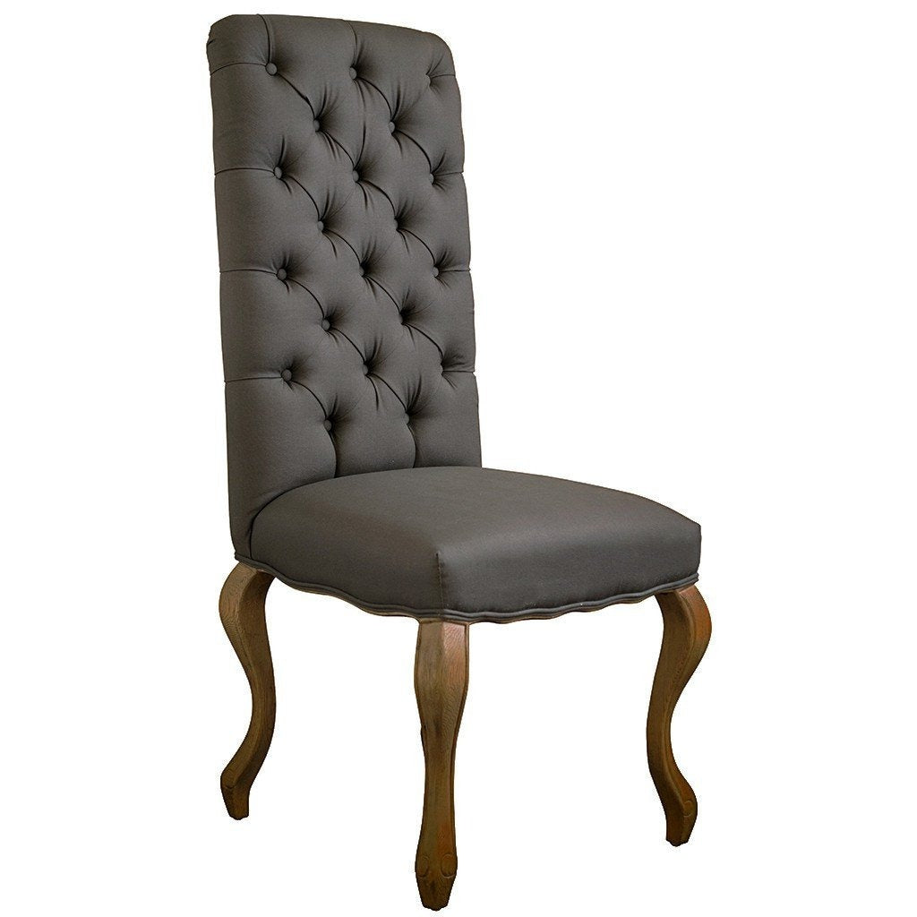 Upholstered Luxury Grey Buttoned Back Dining Chair