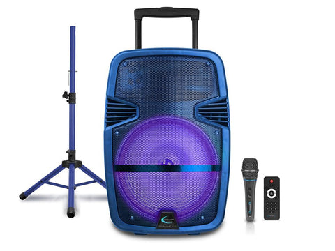 TECHNICAL PRO PARTY15-BPKG RECHARGEABLE 15" LED LOUDSPEAKER PACKAGE IN RED OR BLUE