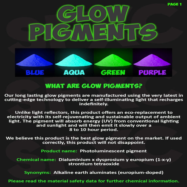 4 Colour Set Glow in the Dark Powder Trial Pack 