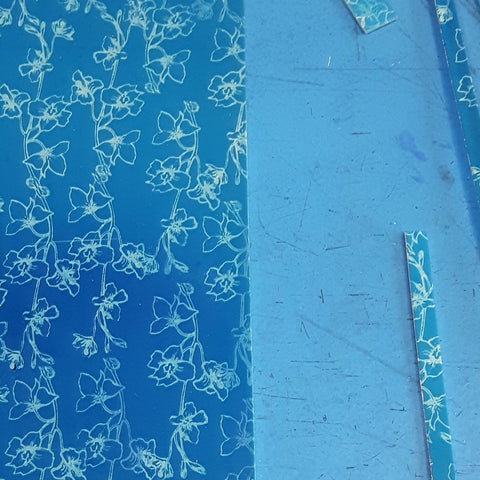 Blue Larkspur print on polished aluminium