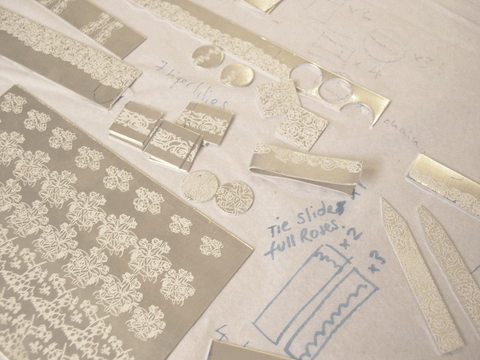 Sally Lees designing and making etched jewellery