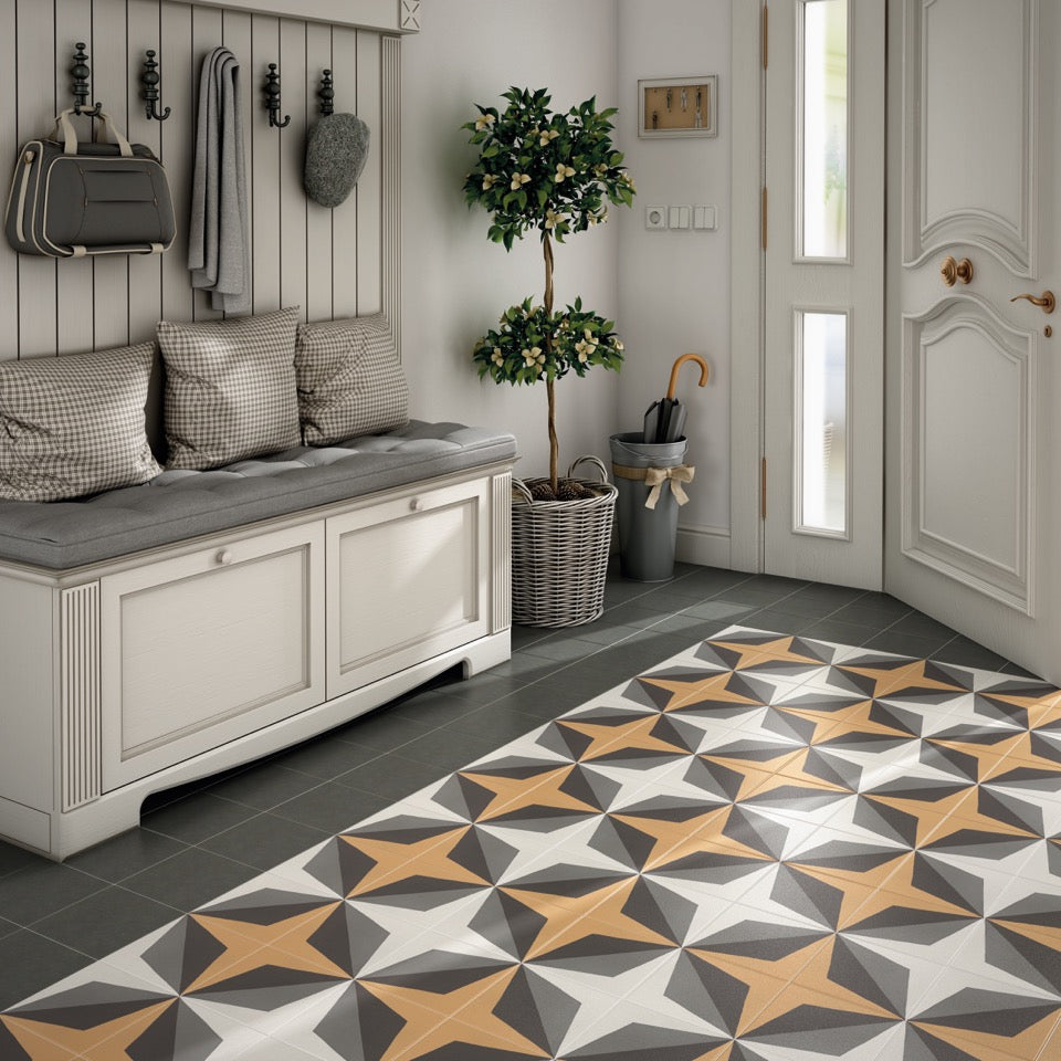 Modern but Traditional take on Patterned Floor Tiles