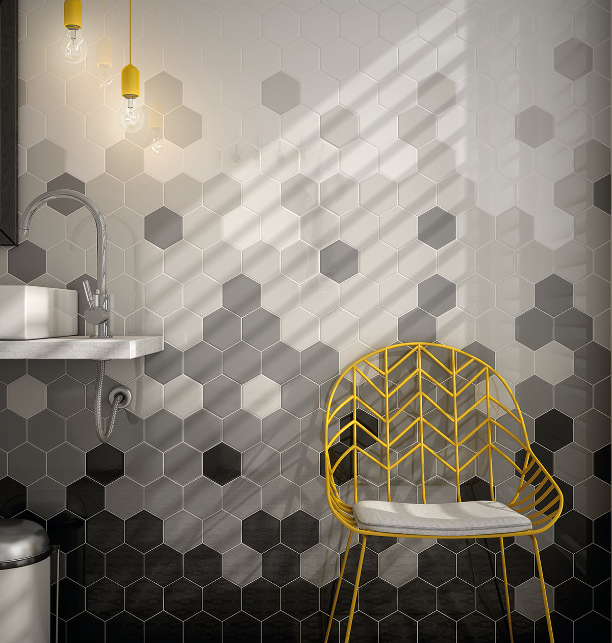 Black and White Geometric Bathroom Tiles