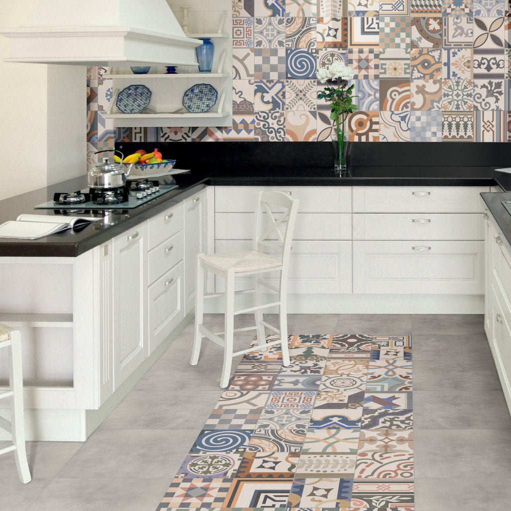 Unusual pattern effect kitchen floor tiles