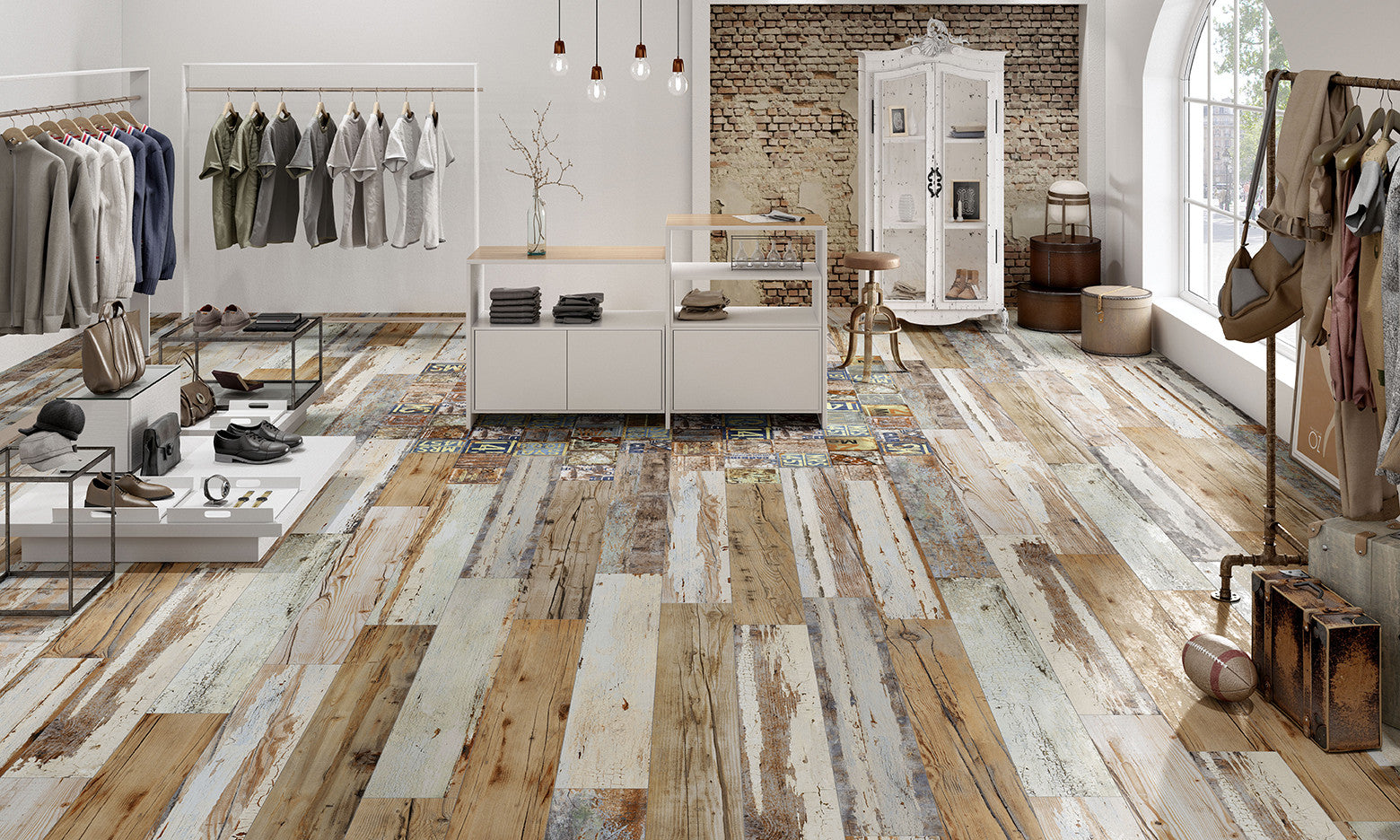 Salvage Wood Retail Shop Floor Tiles