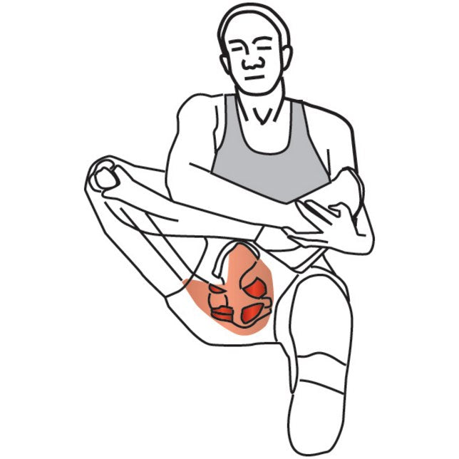 What is the proper form for a piriformis stretch?